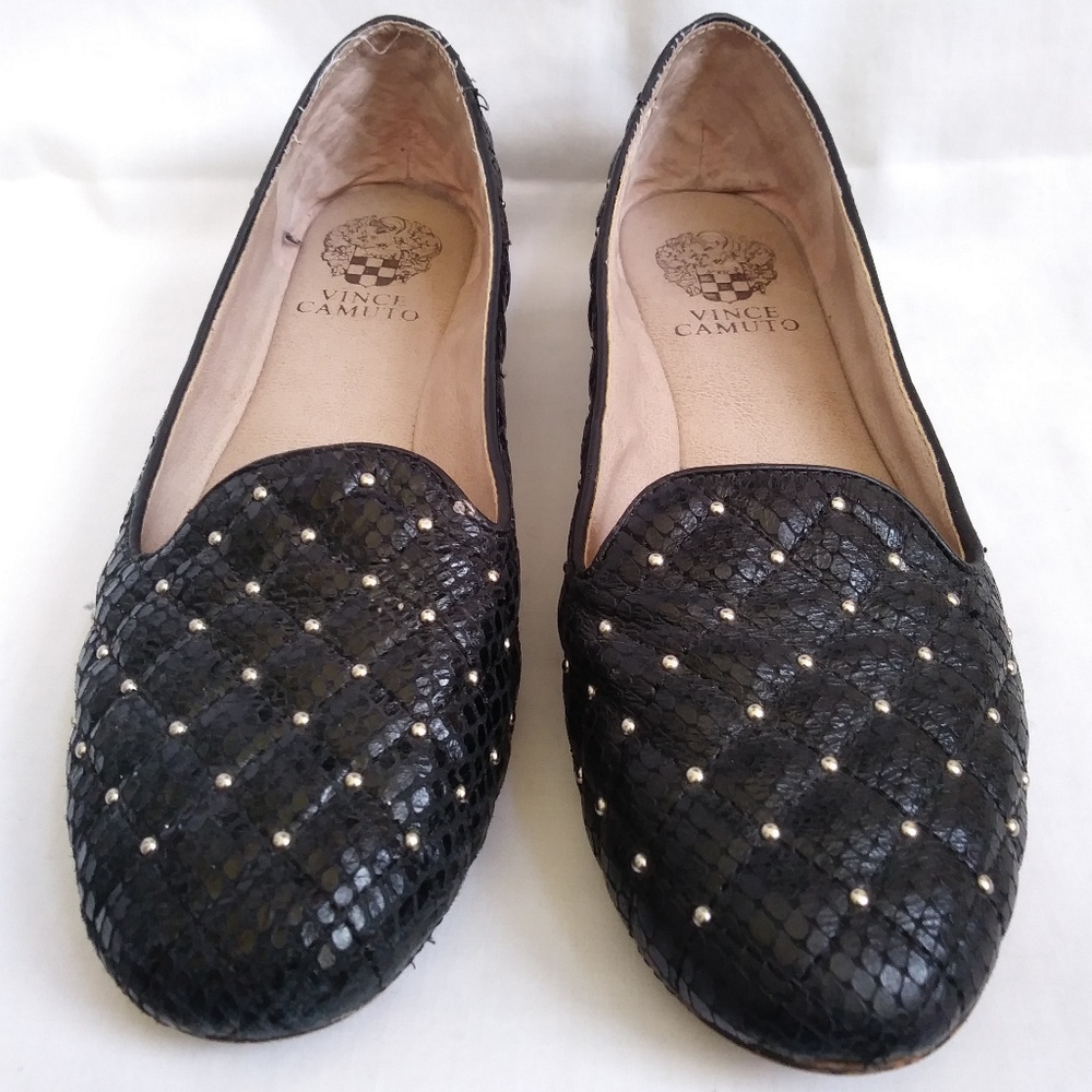 Vince Camuto Leather Ballet Flats Black and Gold